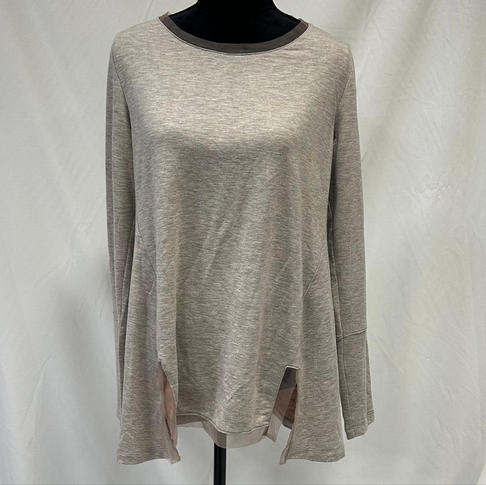 LOGO lounge‎ women M lagenlook tunic top gray stretchy relax vacation
